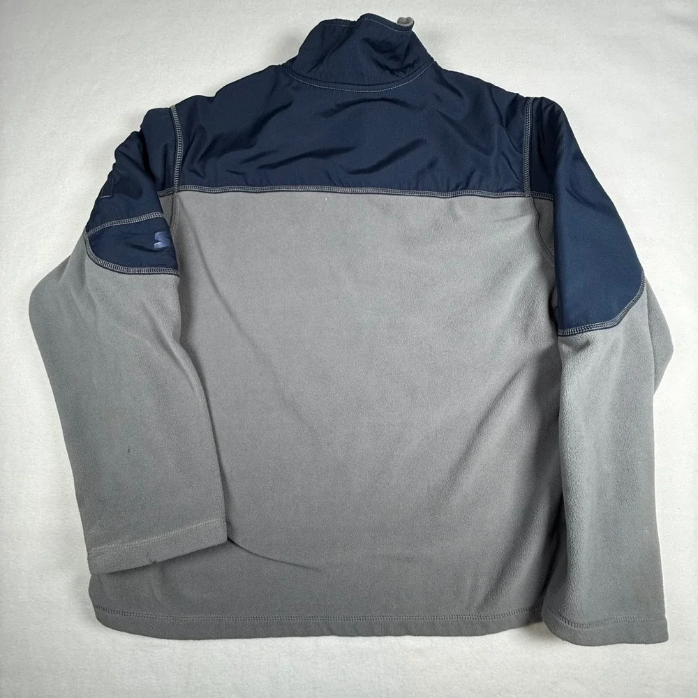 Starter Mens Large Gray Blue Fleece 1/4 Zip Pullover Long Sleeve Jacket - Picture 11 of 12